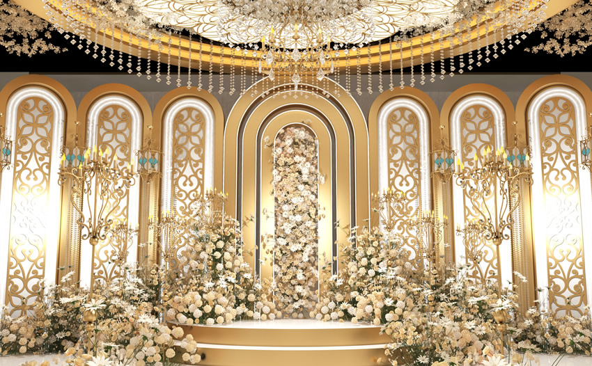 九龙香槟色调婚礼堂效果展示